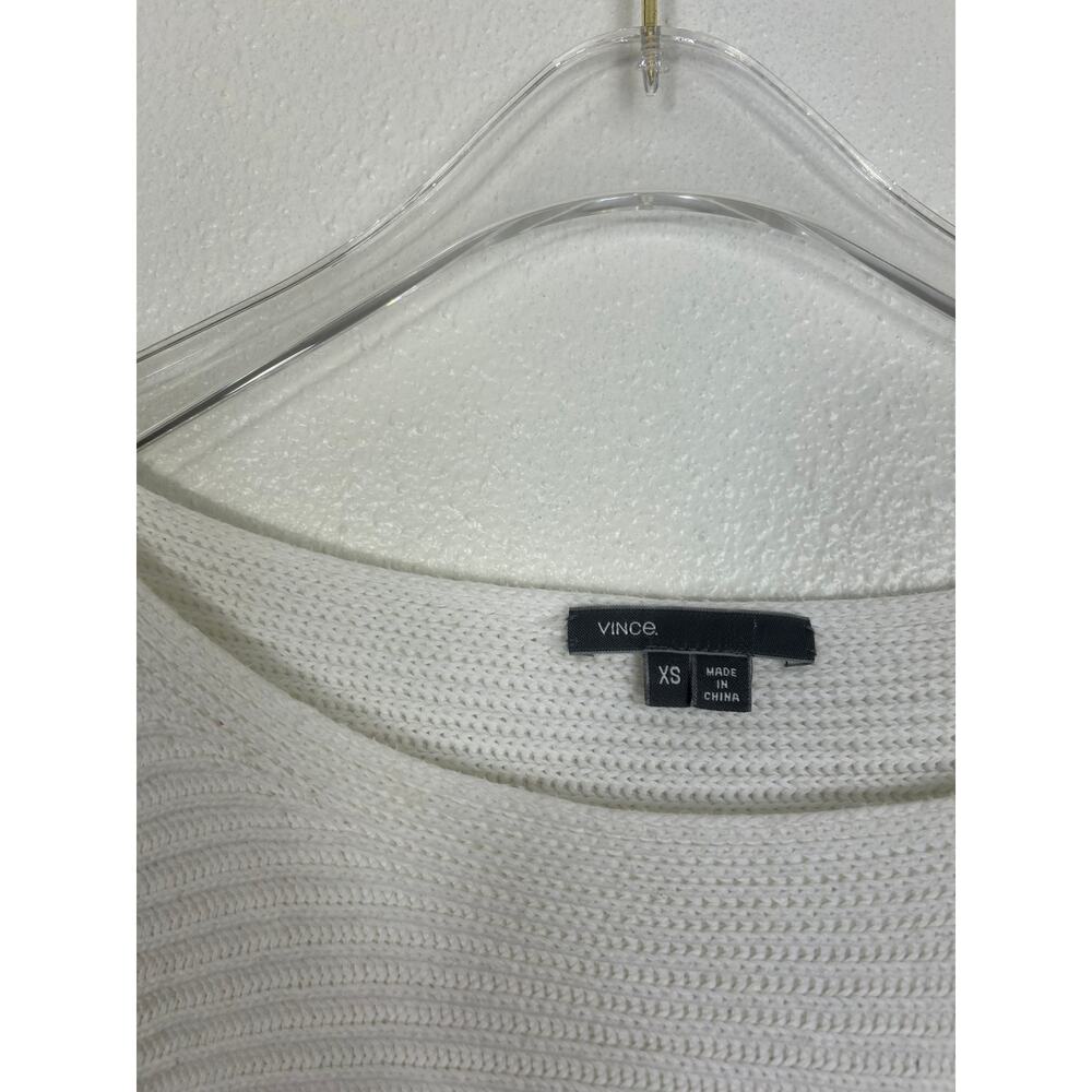 VINCE Ribbed Knit Longsleeve Top White XS Business Casual Minimalist - Picture 5 of 7